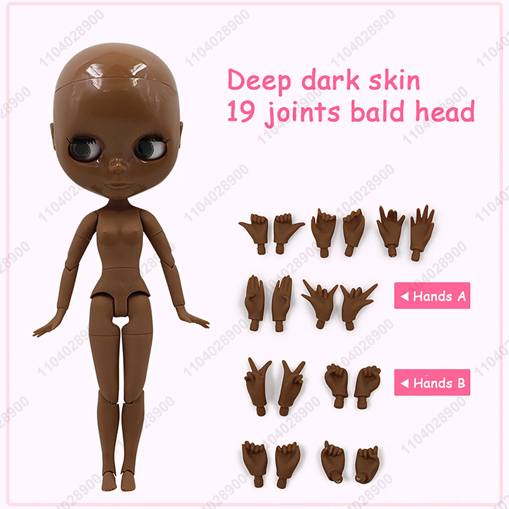 ICY DBS Blyth Doll 19 Joints 30cm 1/6 Scale BJD Body Bald Head No Wig Unpainted DIY Makeup Practice Costume Doll for Collectors