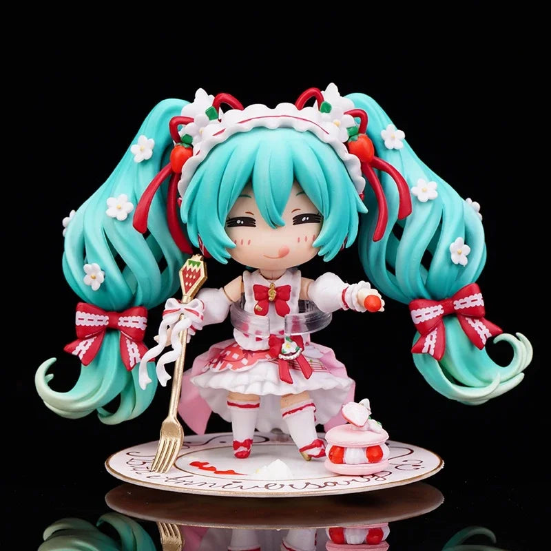10cm #1939 Hatsune Miku Anime Figure 15th Anniversary Strawberry Miku Action Figure #1940 PVC Collection Model Doll Toys Gift