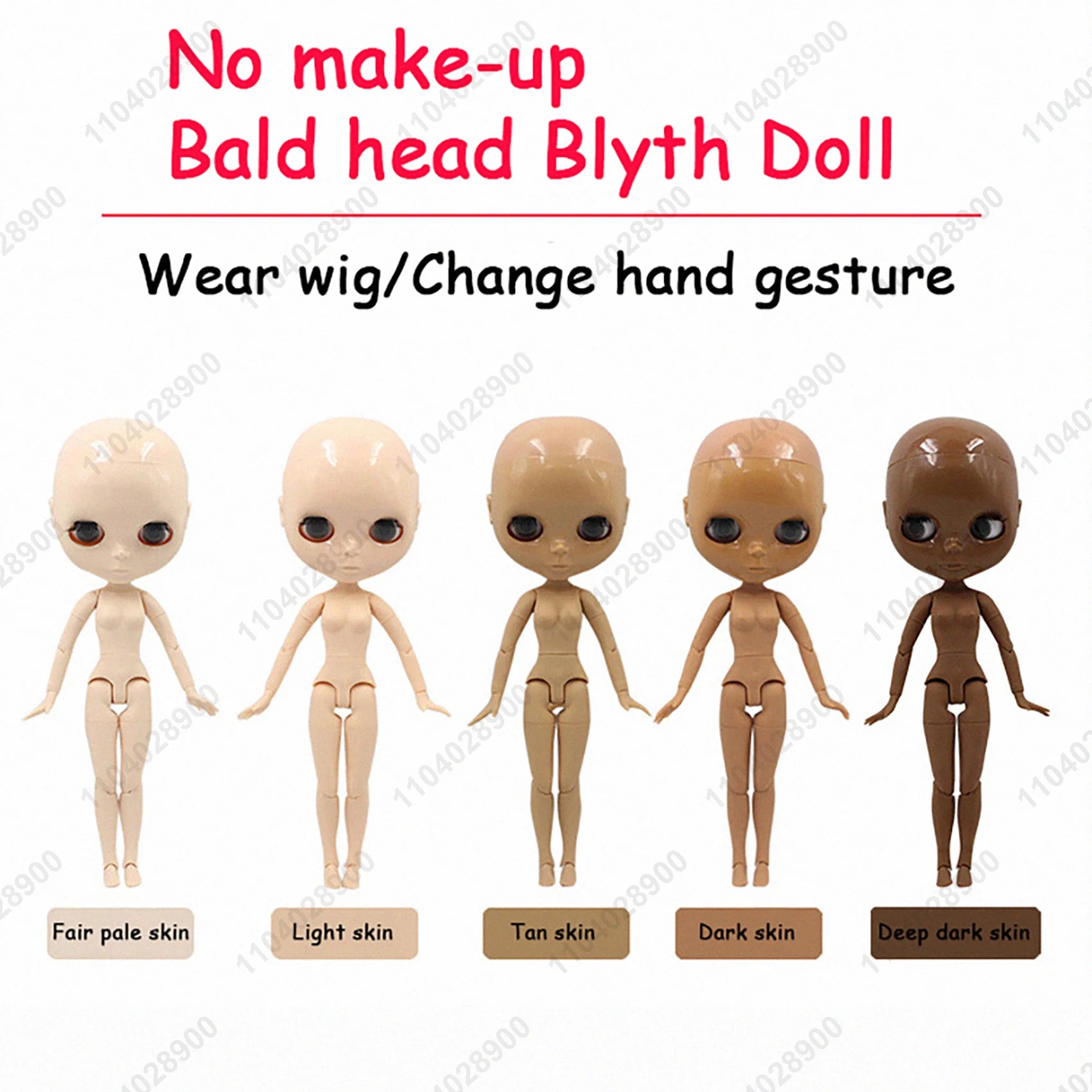 ICY DBS Blyth Doll 19 Joints 30cm 1/6 Scale BJD Body Bald Head No Wig Unpainted DIY Makeup Practice Costume Doll for Collectors