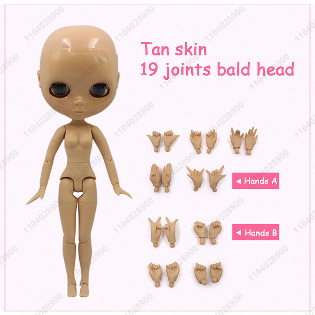 ICY DBS Blyth Doll 19 Joints 30cm 1/6 Scale BJD Body Bald Head No Wig Unpainted DIY Makeup Practice Costume Doll for Collectors