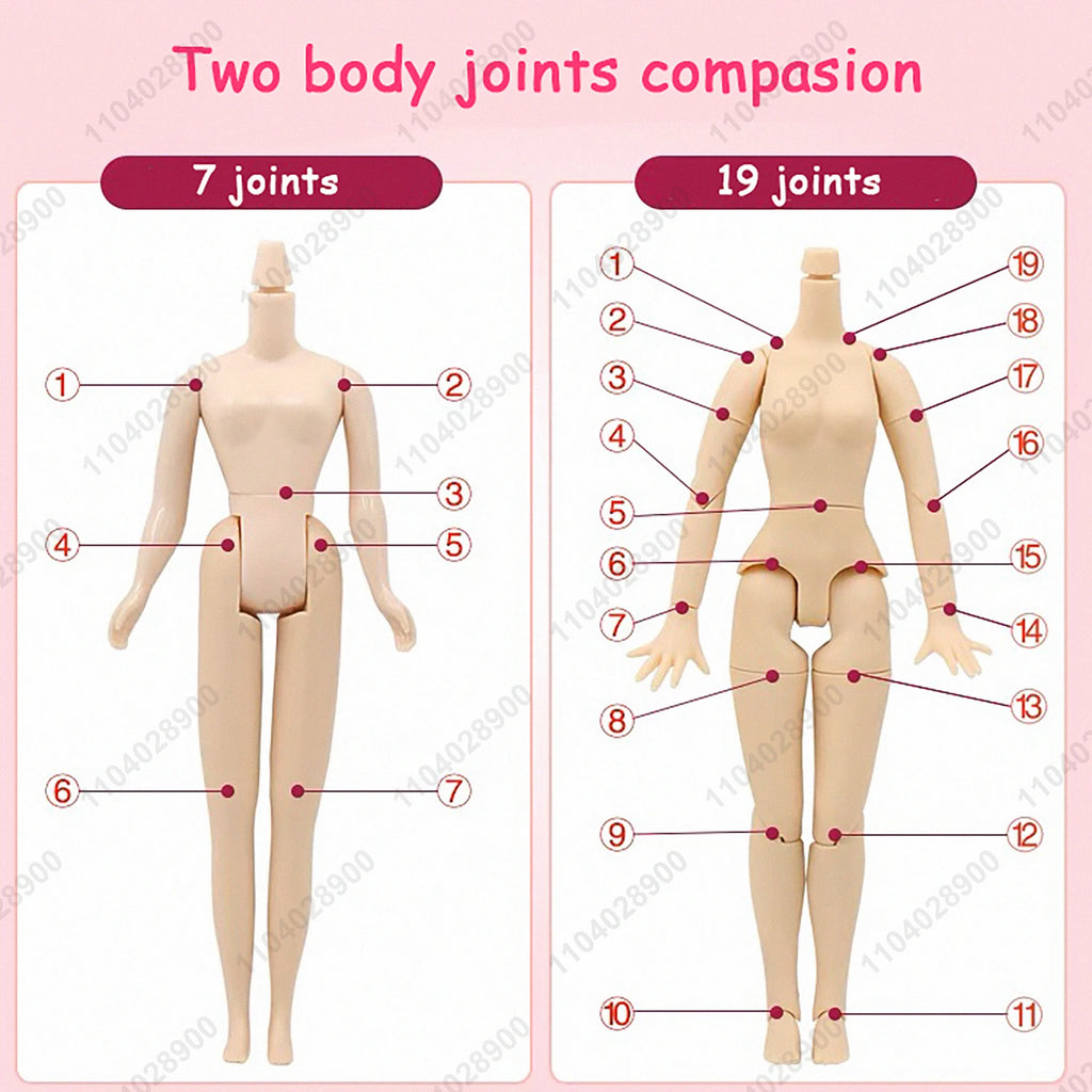 ICY DBS Blyth Doll 19 Joints 30cm 1/6 Scale BJD Body Bald Head No Wig Unpainted DIY Makeup Practice Costume Doll for Collectors